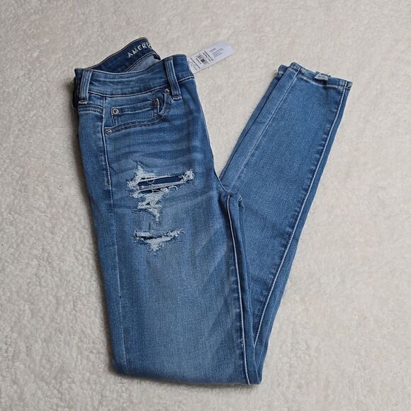 373 NWT AE Next Level Patched High-Waisted Jegging Size 2 Regular - Picture 3 of 10